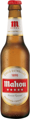 63,95 € Envio grátis | Caixa de 24 unidades Cerveja Mahou 5 Estrellas Madri Espanha Garrafa Terço 33 cl