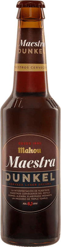 57,95 € Free Shipping | 24 units box Beer Mahou Dunkel Madrid's community Spain One-Third Bottle 33 cl