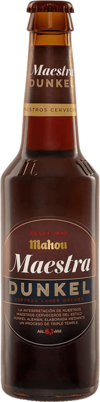 68,95 € Free Shipping | 24 units box Beer Mahou Dunkel Madrid's community Spain One-Third Bottle 33 cl