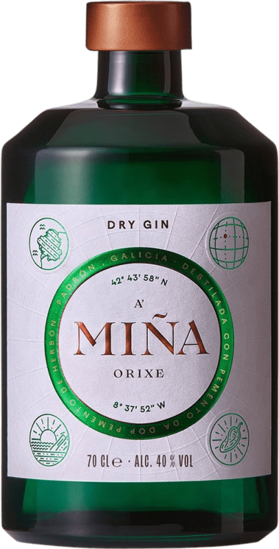 31,95 € Spedizione Gratuita | Gin A Miña. Orixe Dry Gin Spagna Bottiglia 70 cl