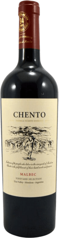 18,95 € 免费送货 | 红酒 Cuarto Dominio Chento I.G. Mendoza 门多萨 阿根廷 Malbec 瓶子 75 cl