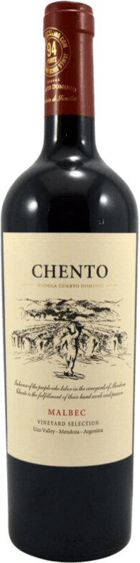 13,95 € Envio grátis | Vinho tinto Cuarto Dominio Chento I.G. Mendoza Mendoza Argentina Malbec Garrafa 75 cl