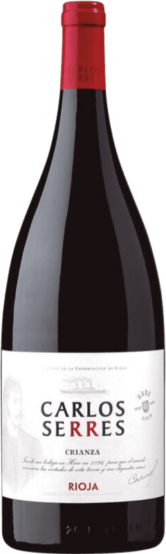 16,95 € Envio grátis | Vinho tinto Carlos Serres Crianza D.O.Ca. Rioja La Rioja Espanha Tempranillo, Grenache Garrafa Magnum 1,5 L