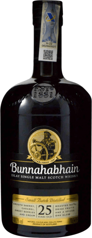663,95 € Spedizione Gratuita | Whisky Single Malt Bunnahabhain Regno Unito 25 Anni 70 cl