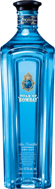 51,95 € Free Shipping | Gin Bombay Sapphire Star United Kingdom Bottle 1 L