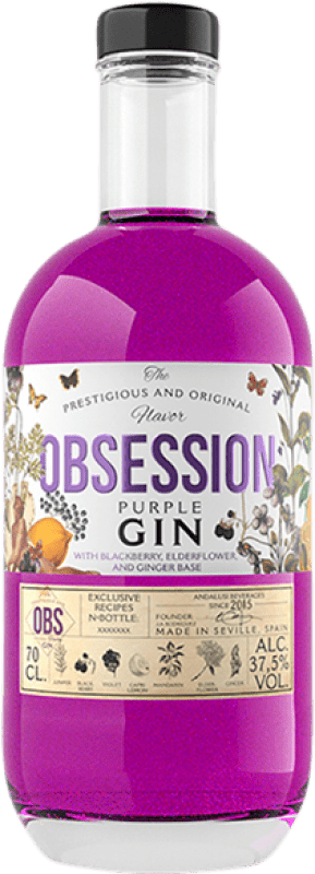15,95 € 免费送货 | 金酒 Gin Andalusí Obsession Purple 法国 70 cl Elderflower — 接骨木花, Ginger — 姜, Blackberry — 黑莓