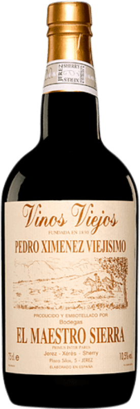 93,95 € Envío gratis | Vino Generoso Fortificado Maestro Sierra PX Viejísimo D.O. Jerez-Xérès-Sherry Andalucía España Pedro Ximénez Botella 75 cl