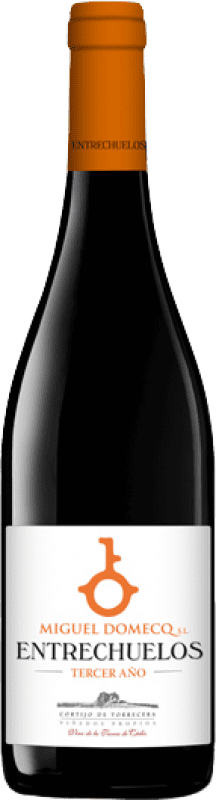 7,95 € Free Shipping | Red wine Entrechuelos Aged I.G.P. Vino de la Tierra de Cádiz Andalusia Spain Tempranillo, Merlot, Syrah, Cabernet Sauvignon Bottle 75 cl