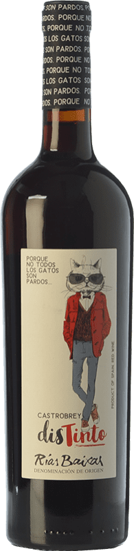 15,95 € Envío gratis | Vino tinto CastroBrey Distinto Roble D.O. Rías Baixas Galicia España Caíño Tinto Botella 75 cl