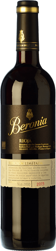13,95 € Spedizione Gratuita | Vino Rosso Beronia Edizione Limitata Crianza — Invecchiato in Botte D.O.Ca. Rioja La Rioja Spagna Tempranillo Bottiglia 75 cl