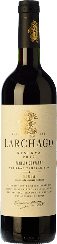 17,95 € Spedizione Gratuita | Vino rosso Familia Chávarri Larchago Riserva D.O.Ca. Rioja La Rioja Spagna Tempranillo Bottiglia 75 cl