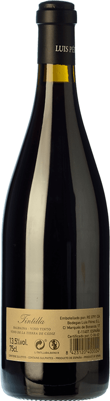 26,95 € Free Shipping | Red wine Luis Pérez Balbaina Crianza I.G.P. Vino de la Tierra de Cádiz Andalusia Spain Tintilla Bottle 75 cl