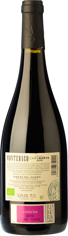 26,95 € Free Shipping | Red wine Montebaco Cara Norte Crianza D.O. Ribera del Duero Castilla y León Spain Tempranillo Bottle 75 cl