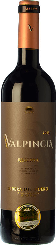 17,95 € Free Shipping | Red wine Valpincia Reserve D.O. Ribera del Duero Castilla y León Spain Tempranillo Bottle 75 cl