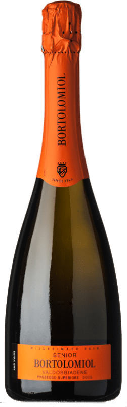 12,95 € Бесплатная доставка | Белое игристое вино Bortolomiol Senior Extra Dry — Экстра сухое D.O.C.G. Prosecco di Conegliano-Valdobbiadene Венето Италия Glera — Глера 75 cl