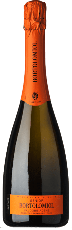 11,95 € 送料無料 | 白スパークリングワイン Bortolomiol Extradry Senior 余分な乾燥 D.O.C.G. Prosecco di Conegliano-Valdobbiadene ベネト イタリア Glera ボトル 75 cl