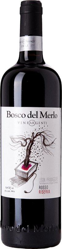 24,95 € Spedizione Gratuita | Vino Rosso Bosco del Merlo Vineargenti Rosso Riserva D.O.C. Lison Pramaggiore Friuli-Venezia Giulia Italia Merlot, Riflesso dal Peduncolo Rosso Eco Biologico Bottiglia 75 cl