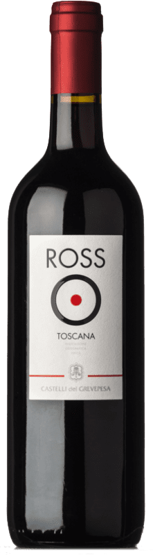 8,95 € 免费送货 | 红酒 Castelli del Grevepesa Ross O I.G.T. Toscana 托斯卡纳 意大利 Sangiovese, Bacca Red, Bacca White 瓶子 75 cl