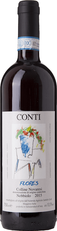 22,95 € 免费送货 | 红酒 Castello Conti Flores D.O.C. Colline Novaresi  皮埃蒙特 意大利 Nebbiolo 瓶子 75 cl