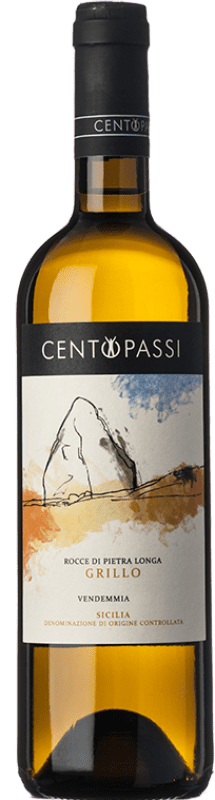 18,95 € Envío gratis | Vino Blanco Centopassi Rocce di Pietra Longa D.O.C. Sicilia Sicilia Italia Grillo Eco — Ecológico 75 cl