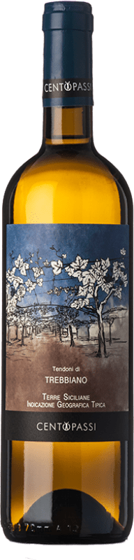 19,95 € Free Shipping | White Wine Centopassi Tendoni I.G.T. Terre Siciliane Sicily Italy Trebbiano Eco — Organic Bottle 75 cl