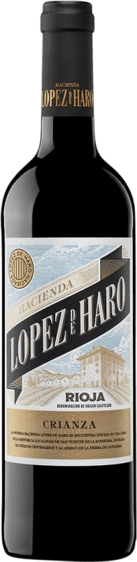 16,95 € Бесплатная доставка | Красное вино Hacienda López de Haro старения D.O.Ca. Rioja Ла-Риоха Испания Tempranillo, Graciano, Grenache Tintorera бутылка Магнум 1,5 L