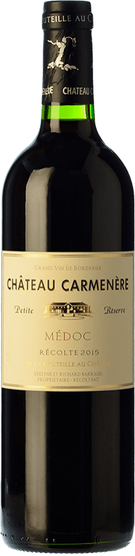 15,95 € Spedizione Gratuita | Vino rosso Château Carmenère Petite Réserve Riserva A.O.C. Médoc bordò Francia Merlot, Cabernet Sauvignon, Carmenère Bottiglia 75 cl