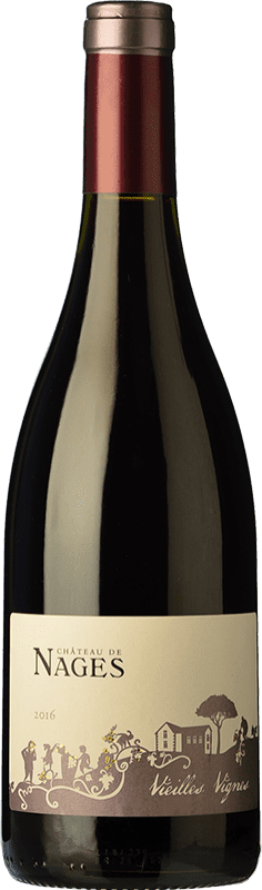 16,95 € 免费送货 | 红酒 Château de Nages Vieilles Vignes Rouge 橡木 A.O.C. Costières de Nîmes 罗纳 法国 Syrah, Grenache, Carignan 瓶子 75 cl