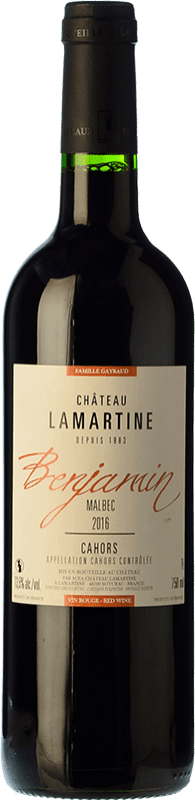 9,95 € Бесплатная доставка | Красное вино Château Lamartine Benjamin Дуб A.O.C. Cahors Пьемонте Франция Merlot, Malbec бутылка 75 cl