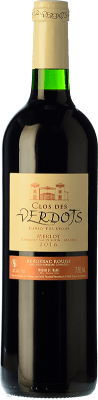 10,95 € Envio grátis | Vinho tinto Clos des Verdots Rouge Carvalho A.O.C. Bergerac França Merlot, Cabernet Sauvignon, Malbec Garrafa 75 cl