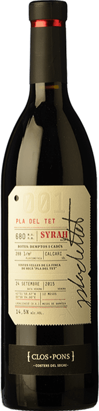 26,95 € 免费送货 | 红酒 Clos Pons Pla del Tet 岁 D.O. Costers del Segre 加泰罗尼亚 西班牙 Syrah 瓶子 75 cl