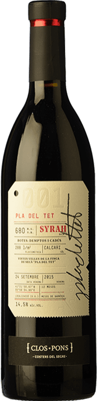 28,95 € Free Shipping | Red Wine Clos Pons Pla del Tet Crianza — Aged D.O. Costers del Segre Catalonia Spain Syrah — Shiraz Bottle 75 cl