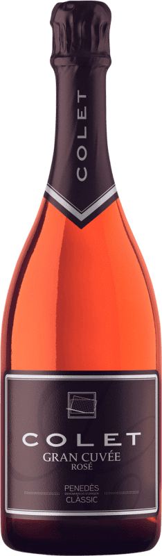16,95 € Envío gratis | Espumoso Rosado Colet Gran Cuvée Rosé Extra Brut Reserva D.O. Penedès Cataluña España Merlot, Pinot Negro Eco Ecológico Botella 75 cl