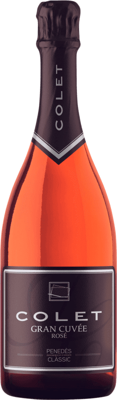12,95 € Free Shipping | Rosé sparkling Colet Gran Cuvée Rosé Extra Brut Reserve D.O. Penedès Catalonia Spain Merlot, Pinot Black Bottle 75 cl
