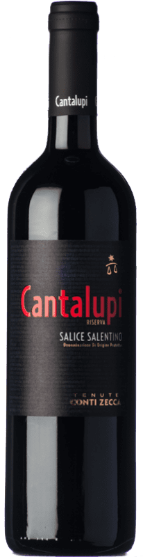 13,95 € Spedizione Gratuita | Vino rosso Conti Zecca Cantalupi Riserva D.O.C. Salice Salentino Puglia Italia Negroamaro Bottiglia 75 cl