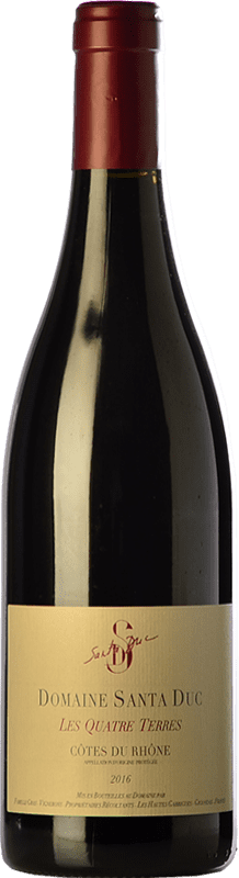17,95 € Free Shipping | Red wine Santa Duc Les Quatre Terres Oak A.O.C. Côtes du Rhône Rhône France Syrah, Grenache, Monastrell, Carignan, Cinsault, Clairette Blanche Bottle 75 cl