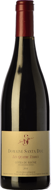 17,95 € Spedizione Gratuita | Vino Rosso Santa Duc Les Quatre Terres Rovere A.O.C. Côtes du Rhône Rhône Francia Syrah, Garnacha — Grenache, Monastrell, Cariñena — Carignano, Cinsault, Clairette Eco — Biologico 75 cl