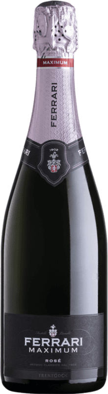 36,95 € Spedizione Gratuita | Spumante Rosato Ferrari Maximum Brut Rosé — Rosato D.O.C. Trento Trentino-Alto Adige Italia Pinot Nero, Chardonnay Bottiglia 75 cl