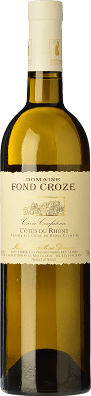 12,95 € Envoi gratuit | Vin Blanc Fond Croze Confidence Cuvée Crianza A.O.C. Côtes du Rhône Rhône France Garnacha — Grenache, Viognier Eco — Biologique Bouteille 75 cl