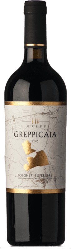 63,95 € Бесплатная доставка | Красное вино I Greppi Greppicaia Superiore D.O.C. Bolgheri Тоскана Италия Merlot, Cabernet Sauvignon, Cabernet Franc бутылка 75 cl