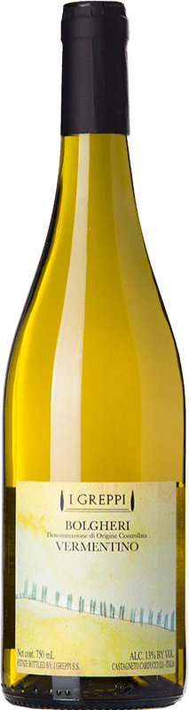 18,95 € Envio grátis | Vinho Branco I Greppi D.O.C. Bolgheri Tuscany Itália Vermentino 75 cl