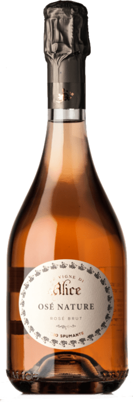14,95 € Бесплатная доставка | Розовое игристое вино Le Vigne di Alice Osé Brut Nature — Брют Натюр Rosé — Розе I.G.T. Veneto Венето Италия Marzemino — Марземино, Glera — Глера Бутылка 75 cl