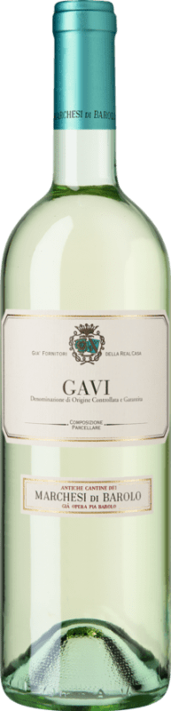 22,95 € 免费送货 | 白酒 Marchesi di Barolo D.O.C.G. Cortese di Gavi 皮埃蒙特 意大利 Cortese 瓶子 75 cl