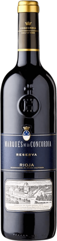 14,95 € Envio grátis | Vinho tinto Marqués de La Concordia Reserva D.O.Ca. Rioja La Rioja Espanha Tempranillo Garrafa 75 cl