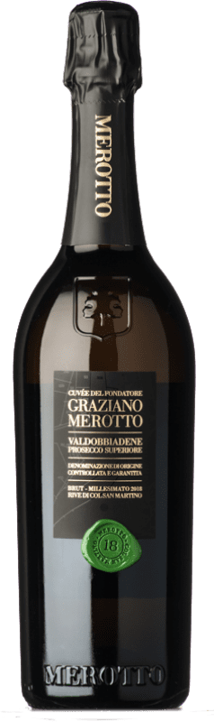 22,95 € Envoi gratuit | Vin Mousseux Blanc Merotto Graziano Brut D.O.C.G. Prosecco di Conegliano-Valdobbiadene Vénétie Italie Glera Bouteille 75 cl
