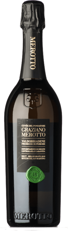 21,95 € Free Shipping | White sparkling Merotto Graziano Brut D.O.C.G. Prosecco di Conegliano-Valdobbiadene Veneto Italy Glera Bottle 75 cl
