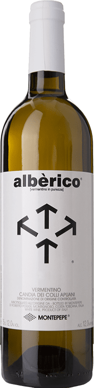 14,95 € Kostenloser Versand | Weißwein Montepepe Albérico I.G.T. Toscana Toskana Italien Vermentino Flasche 75 cl