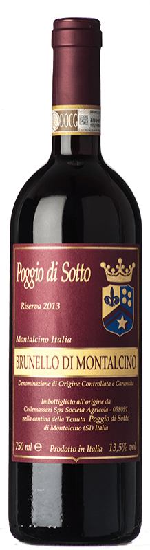 347,95 € Spedizione Gratuita | Vino rosso Poggio di Sotto Riserva D.O.C.G. Brunello di Montalcino Toscana Italia Sangiovese Bottiglia 75 cl