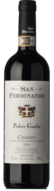 15,95 € Spedizione Gratuita | Vino rosso San Ferdinando Podere Gamba D.O.C.G. Chianti Toscana Italia Sangiovese, Pugnitello Bottiglia 75 cl