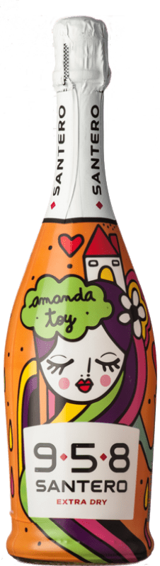 9,95 € Free Shipping | White sparkling Santero 958 Extradry Amanda Toy Rainbow Extra Dry D.O.C. Piedmont Piemonte Italy Bacca White Bottle 75 cl